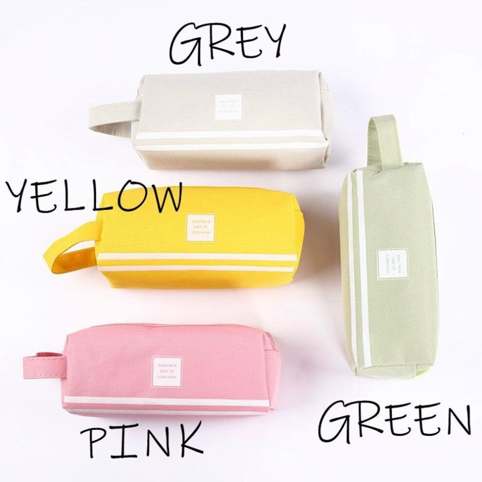 (green) Solid Large Capacity Pen Pencil Bag Storage Case Makeup Pouch Cute Stationery Bag