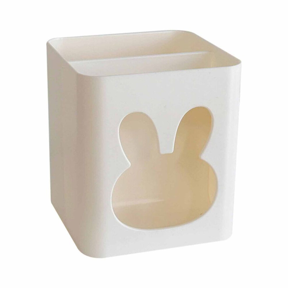 Brush Holder Organizer Makeup Pen Desktop Storage Container White Small Rabbit Square