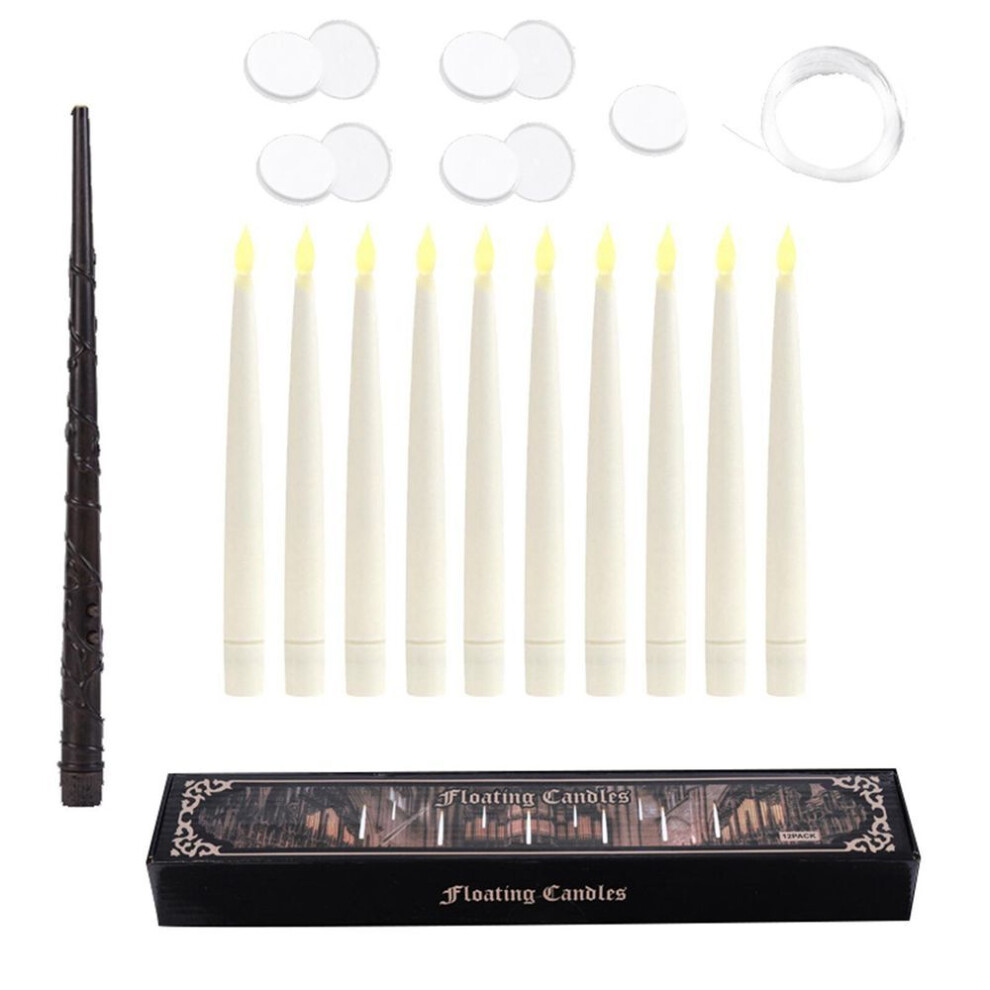 Floating Candles With Wand Remote 10pcs Magic Hanging Candles Flameless Led Taper Candle Remote Batt