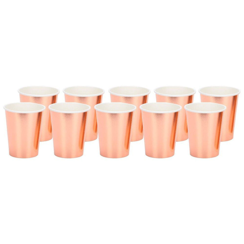 (Rose Gold) 20pcs Paper Cups Drinking Compostable Cup Recyclable Juice Cup for Party Coffee Tea