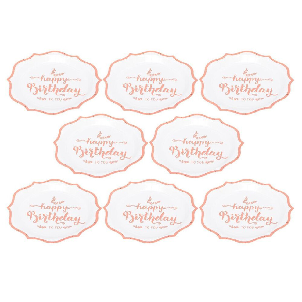 (Paper Plates) 8pcs Birthday Tableware  Gold Disposable Paper Cups Plates Dinnerware Decorations Supplies