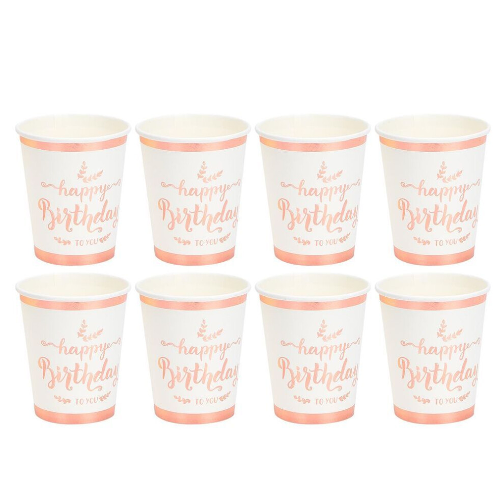 (Paper Cups) 8pcs Birthday Tableware  Gold Disposable Paper Cups Plates Dinnerware Decorations Supplies