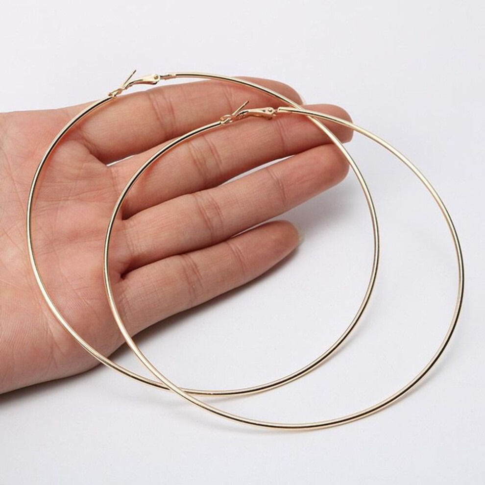 (gold, 90 mm) Big Size 90mm 100mm Hoop Earrings for Women Classic Round Gold Color Circle Women Jewelry Accessory