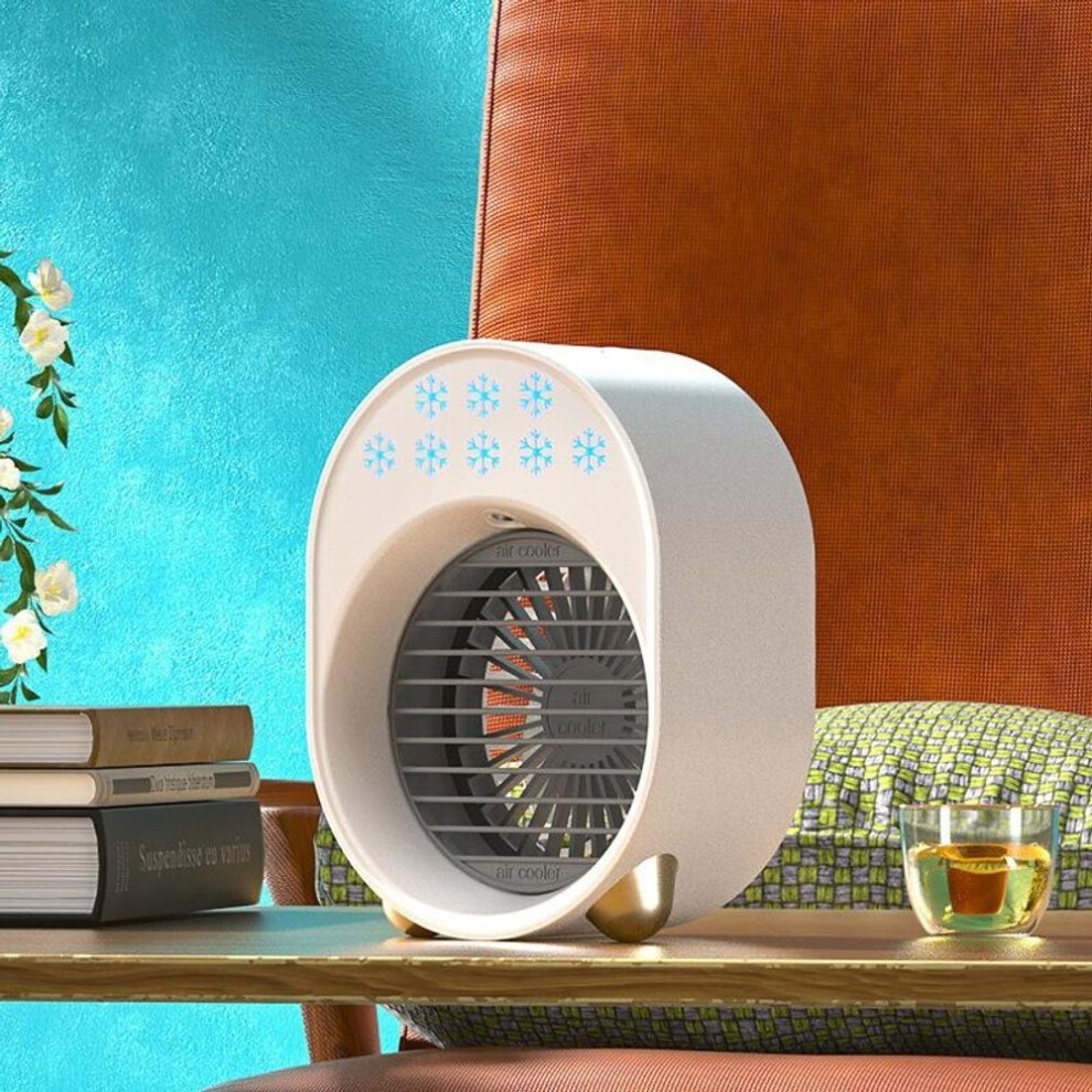 (white) 2022 New Strong Cold Wind Mini Air Cooler Air Conditioner with Colorful Night Light Air Cooling Fan Conditioning Purifier with for Office Room