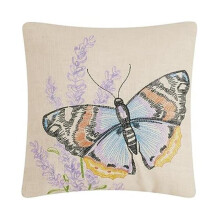 Peking Handicraft 24SJM10911C16SQ 16 x 16 in. Red Admiral Butterfly Square Embroidered Poly Fill Throw Pillow, Multi Color