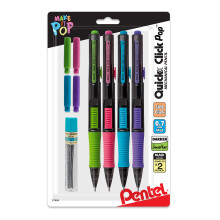 Pentel Quick Click Pop -mekaaninen lyijykynä (0,7 mm), keskikokoinen 2B-lyijy, mukana 2B-lyijyä ja (2) pyyhekumin täyttöpakkausta, 4 kpl (PD217AL