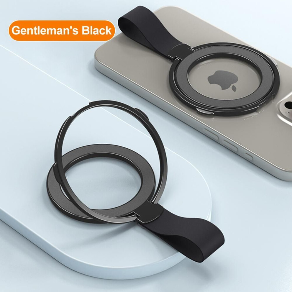 (black) Fonken Magnetic Phone Grip Holder 360 Rotation Magsafe Phone Ring Holder with Silicone Finger Loop Strap for iPhoneM 15 14 13 12
