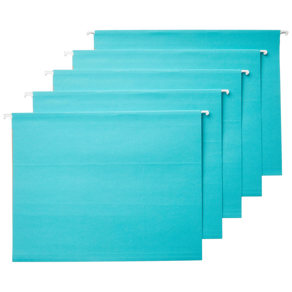 Amazon Basics Hanging File Folders Letter Size Aqua 25-Pack