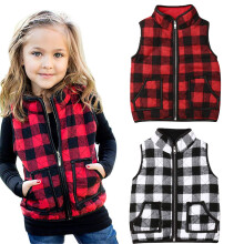 Ayalinggo smbarn baby flickor vinter varma vstklder buffel pld jacka barn puffer quiltad gilet kappa (blcak rutiga vstar 4-5t)