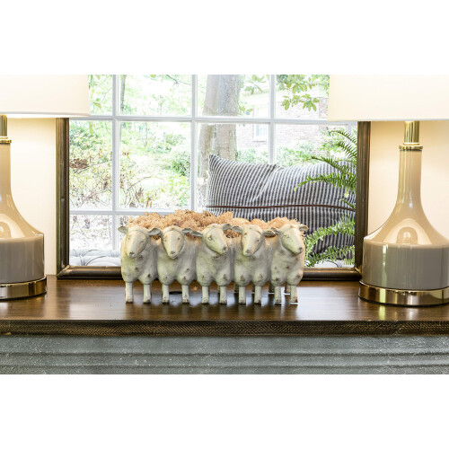 Creative Co-Op Resin Sheep Planter Distressed Finish White 1
