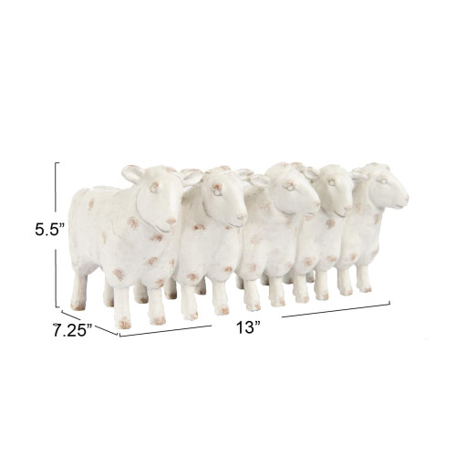 Creative Co-Op Resin Sheep Planter Distressed Finish White 2