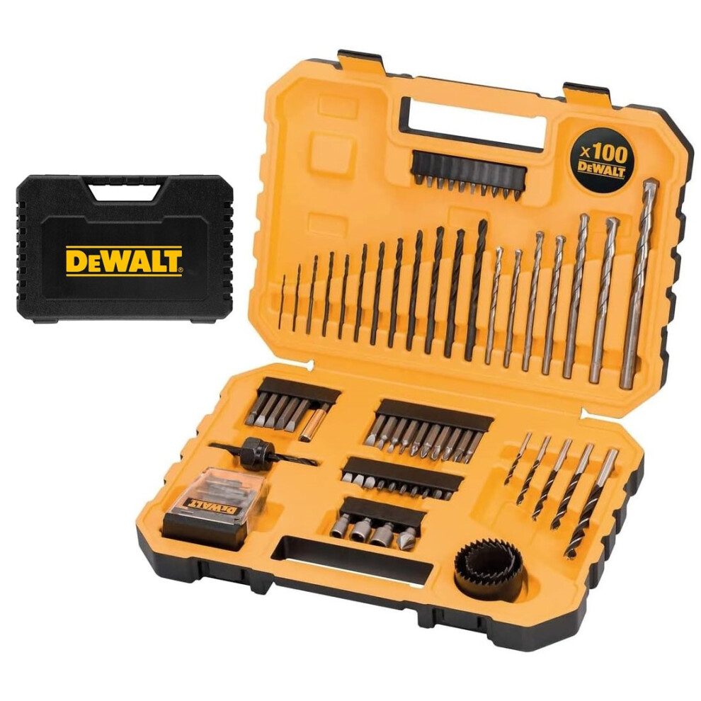 Dewalt Drill Bit Set 100 Piece Combination Holesaw Masonry HSS Drill Socket Case
