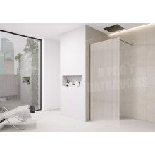(1100mm Screen) Fluted Walk-In Shower Screen 8mm Tempered Easy-Clean Glass with Chrome Trim