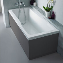 Nes Home 1400x700mm Square Single-Ended Bath with Legs – White Acrylic, Easy-Clean Enamel