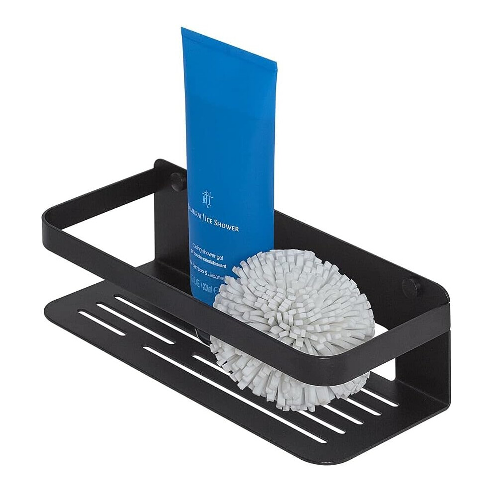 (Black) Caddy Shower Basket Small, Stainless Steel, Black, 24 x 70 x 10.6 cm