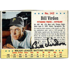 Athlon CTBL-a37584 Bill Virdon Signed 1963 Post Cereal Autographed On Card - No.142 COA - Pittsburgh Pirates