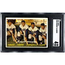 Athlon CTBL-038076 Roy Campanella, Duke Snider & Gil Hodges 1957 Topps Dodgers Sluggers Card - No.400 SGC Graded 4 VG-EX - with Carl Furillo