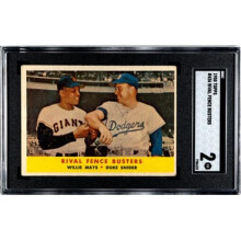 Athlon CTBL-038047 Willie Mays & Duke Snider 1958 Topps Rival Fence Busters Baseball Card - No.436 SGC Graded 2 Good