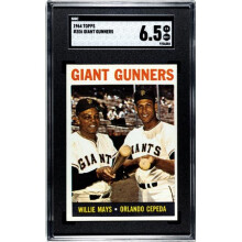 Athlon CTBL-038064 Willie Mays & Orlando Cepeda 1964 Topps Giant Gunners Baseball Card - No.306 SGC Graded 6.5 EX-NM Plus - HOF