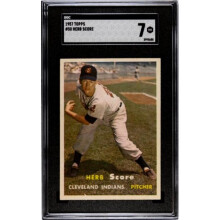 RDB Holdings & Consulting CTBL-038677 Cleveland Guardians Herb Score 1957 Topps No.50 Baseball Card - SGC Graded 7 NM
