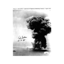 RDB Holdings & Consulting CTBL-034118 8 x 10 Edward Sieber Signed WWII Vintage Photo imperfect-JSA SS17660-4-7-45-Helldiver Japanese Yamato