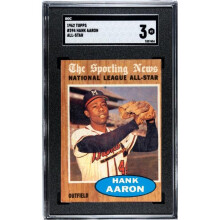 RDB Holdings & Consulting CTBL-039668 Milwaukee Braves-HOF Hank Aaron 1962 Topps All-Star Baseball Card No.394 - SGC Graded 3.5 VG