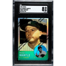 RDB Holdings & Consulting CTBL-039723   York Yankees-HOF Mickey Mantle 1996 Topps Finest Reprint Refractor Card No.13 - SGC Graded 8 NM-MT