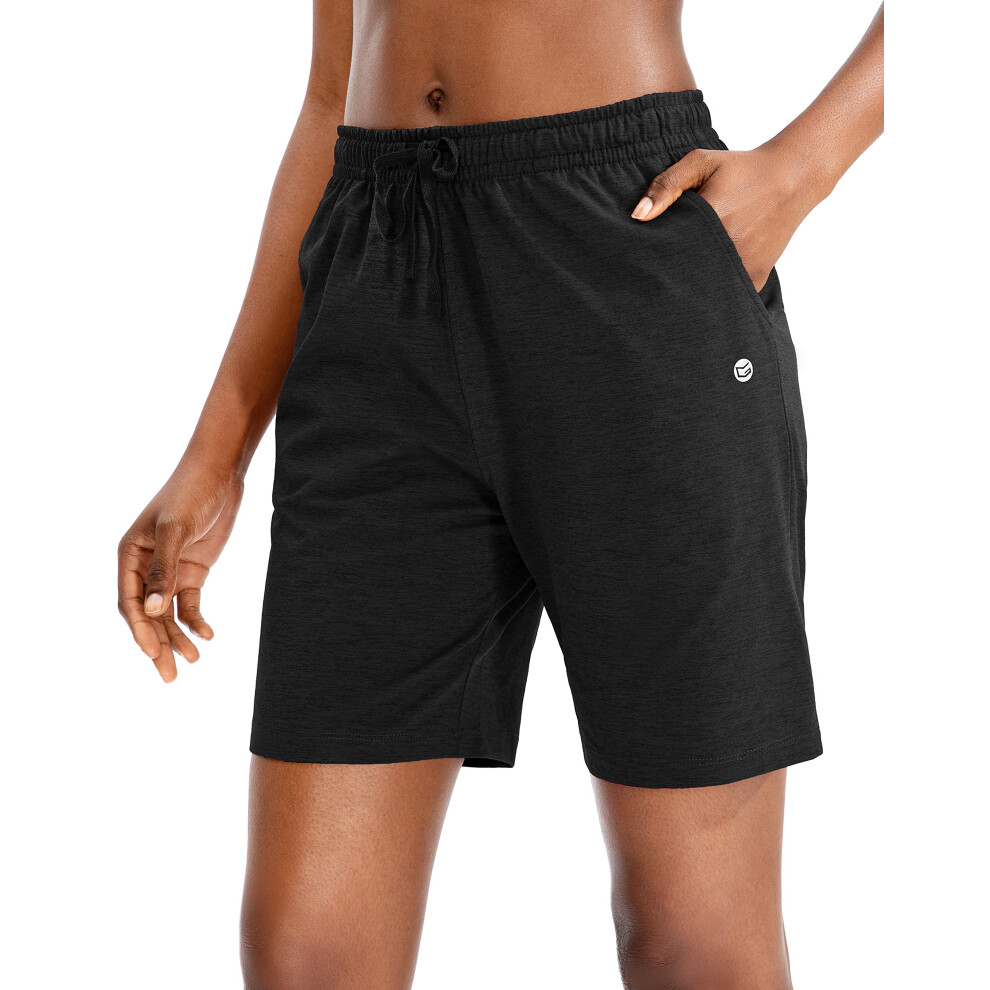 g gradual Short Bermuda pour femme Short en jersey avec poches profondes 7 Shorts longs pour femme Lounge Walking Athletic (Noir, XX-Large)