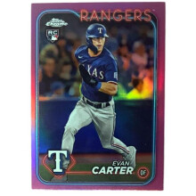 RDB Holdings & Consulting CTBL-040312 Evan Carter 2024 Topps Chrome Pink Refractor Rookie Card - RC No.136 - Texas Rangers