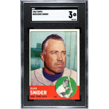 RDB Holdings & Consulting CTBL-039920 Duke Snider 1963 Topps Card No.550 - SGC Graded 3 VG - York Mets & HOF