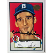 RDB Holdings & Consulting CTBL-040450 Warren Spahn Signed 2001 Topps Archives No.33 On Card Auto Boston Braves & HOF 1952 - COA