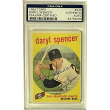 RDB Holdings & Consulting CTBL-040486 Daryl Spencer Signed 1959 Topps On Card Auto No.443- PSA & DNA Certified Authentic - San Francisco Giants