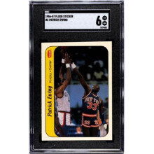 RDB Holdings & Consulting CTBL-040809 Patrick Ewing 1986-87 Fleer Rookie Sticker & Card RC No.6 - SGC Graded 6 EX-NM - York Knicks & HOF
