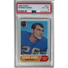 RDB Holdings & Consulting CTBL-040646 George Saimes 1968 Topps Card No.201 - PSA Graded 6 EX-MT - Buffalo Bills