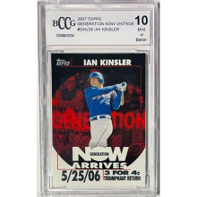 RDB Holdings & Consulting CTBL-040684 Ian Kinsler 2007 Topps Generation Now Vintage Card No.GNV26-BCCG Graded 10 Mint or Better - Texas Rangers