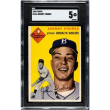 RDB Holdings & Consulting CTBL-040754 Johnny Podres 1954 Topps Card No.166- SGC Graded 5 EX - Brooklyn Dodgers