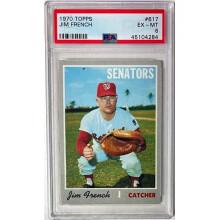 RDB Holdings & Consulting CTBL-041047 No.617 Jim French 1970 Topps MLB Card - PSA Graded 6 EX-MT - Washington Senators