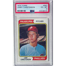 RDB Holdings & Consulting CTBL-041133 No.587 Larry Christenson 1974 Topps MLB Card - PSA Graded 6 EX-MT - Philadelphia Phillies
