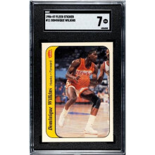 RDB Holdings & Consulting CTBL-040876 No.11 Dominique Wilkins 1986-1987 Fleer NBA Rookie Sticker Card - SGC Graded 7 NM - Atlanta Hawks-HOF