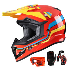 Combo Capacete GLX GX623 ATV/Bike Jovem - Vermelho Retro, X-Large - DOT