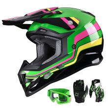 Capacete GLX GX623 para Jovens ATV/Moto - Verde Retro, X-Gigante - DOT