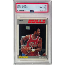 RDB Holdings & Consulting CTBL-041239 No.8 Gene Banks 1987-1988 NBA Fleer Card - PSA Graded 8 NM-MT - Chicago Bulls