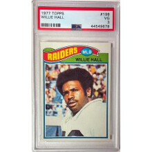 RDB Holdings & Consulting CTBL-041168 No.198 Willie Hall 1977 NFL Topps Card - PSA Graded 3 VG - Oakland Raiders