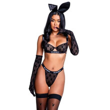 Roma Costume PBLI112-Blk-XS Playboy Bunny Noir Costume Set, Black - Extra Small