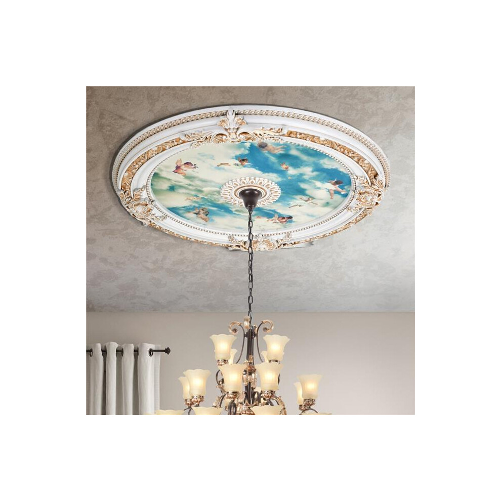AFD Home 12028662 35.50 in. Cherub Chandelier Ceiling Medallion - White & Sky Blue