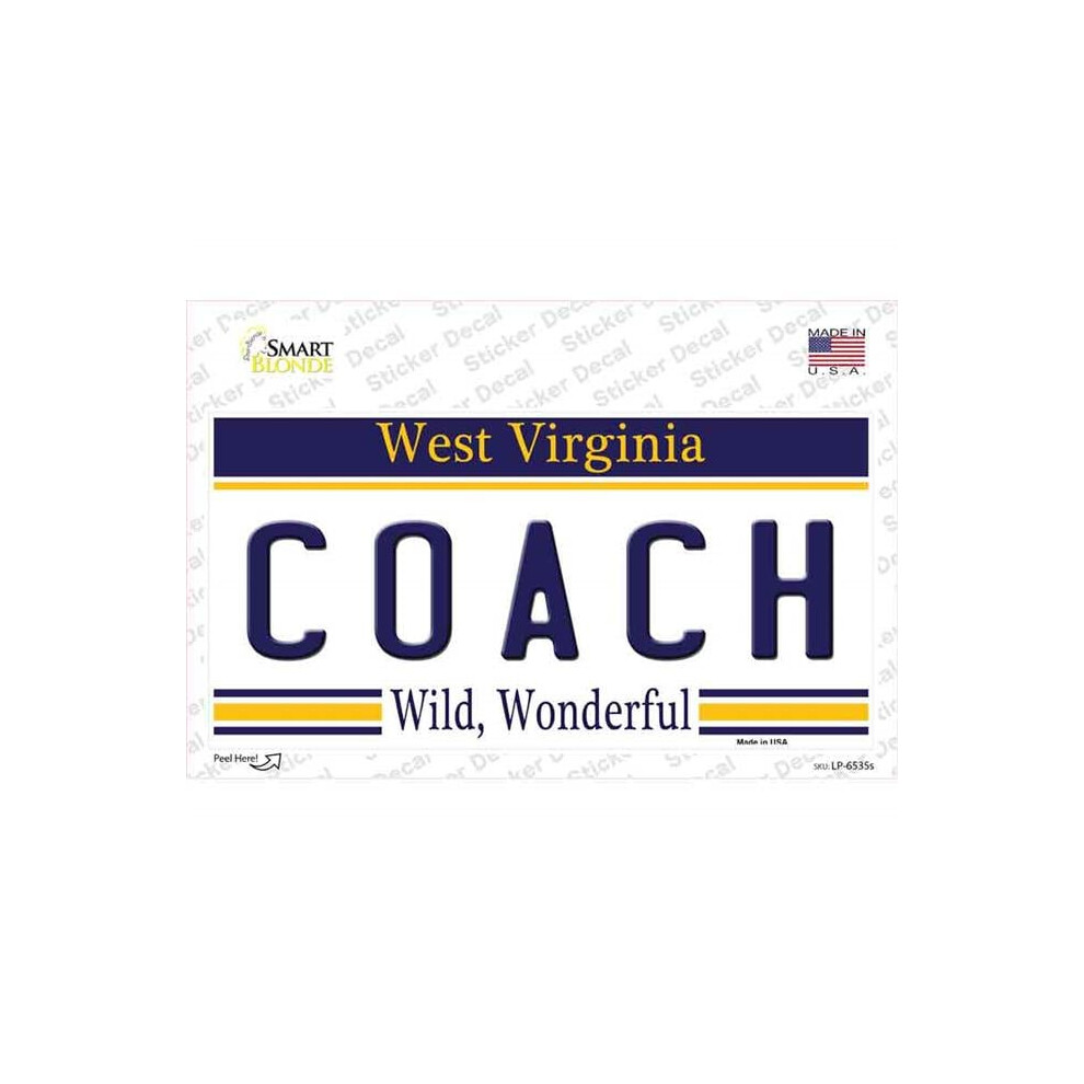 Smart Blonde Lp-6535S-M Coach West Virginia Novelty Sticker Decal - Medium 731997862912