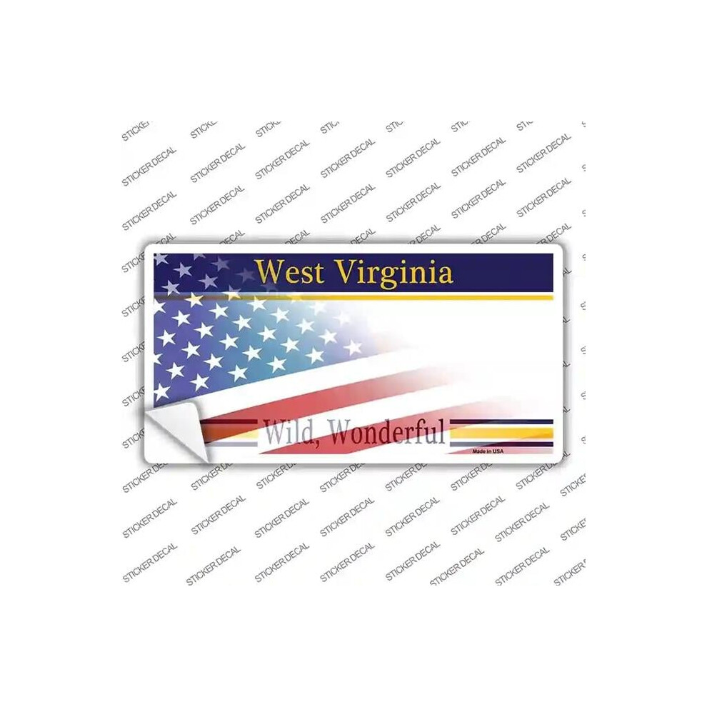 Smart Blonde Lp-12377S-L West Virginia With American Flag Novelty Sticker Decal - Large 731997863308