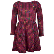 (13 Years, Red) Kids Girls Skater Dress Long Sleeve Tweed Texture