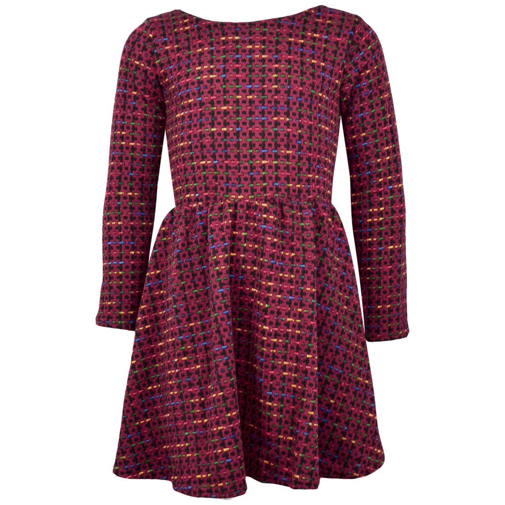 A2zkids (13 Years, ) Kids Girls Skater Dress Long Sleeve Tweed Texture Red