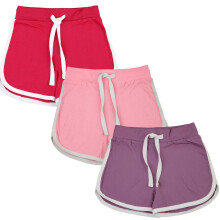 (11-12 Years, 3 Pack F) Kids Girls Shorts Contrast Athletic Gym Wear